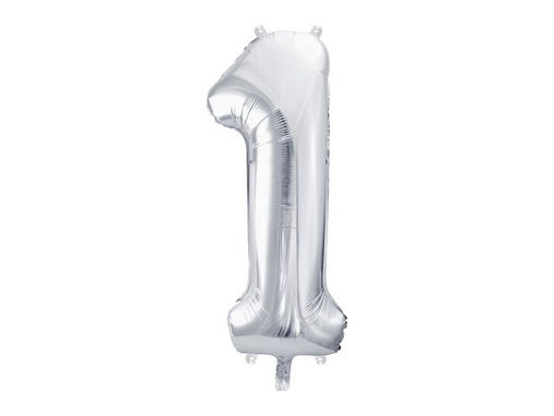 Picture of FOIL BALLOON NUMBER 1 SILVER 34 INCH